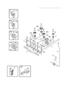 Burner Diagram and Parts List for EW3LDF65GSN  Electrolux Range