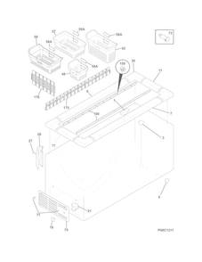 Cabinet Diagram and Parts List for FFFC22M6QWC  Frigidaire Freezer
