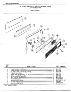 30" Floor/backguard Diagram and Parts List for 4428B  Frigidaire Range