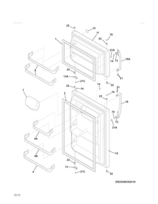 Doors Diagram and Parts List for 25360303412  Kenmore Refrigerator