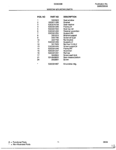 Window Mounting Parts Page 2 Diagram and Parts List for 5338009B  Frigidaire Air Conditioner
