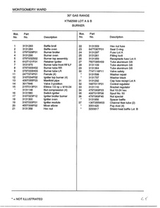 30" Gas Range/ Burner Page 2 Diagram and Parts List for 2568A  Frigidaire Range