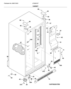 Cabinet Diagram and Parts List for LFSS2612TE1  Frigidaire Refrigerator