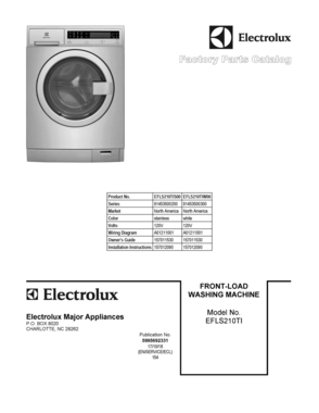 01 - COVER SHEET Diagram and Parts List for EFLS210TIS00  Frigidaire Washer