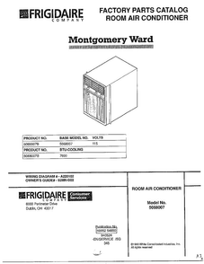 Cover Page Diagram and Parts List for 5068007B  Frigidaire Air Conditioner