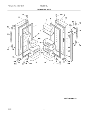 05 - FRESH FOOD DOORS Diagram and Parts List for FGUB2642LE8  Frigidaire Refrigerator