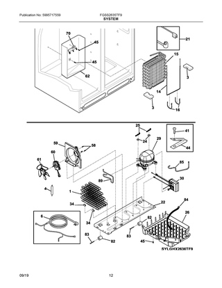 System Diagram and Parts List for FGSS2635TF9  Frigidaire Refrigerator