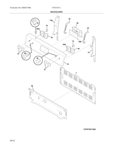 Backguard Diagram and Parts List for FFEF3011LBH  Frigidaire Range