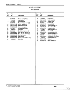 Upright Freezer Page 2 Diagram and Parts List for 46659B  Frigidaire Freezer
