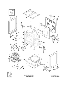 Body Diagram and Parts List for FFEF3005MBB  Frigidaire Range