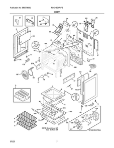 Body Diagram and Parts List for FGGH3047VFE  Frigidaire Range