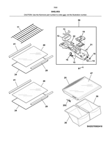 Shelves Diagram and Parts List for 25370502414  Kenmore Refrigerator