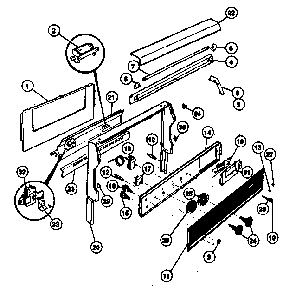 Backguard Section Diagram and Parts List for 30-4988-10 01 Tappan Range