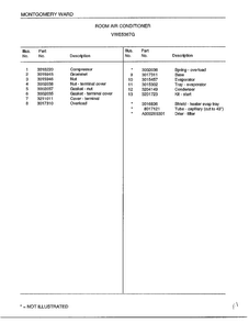 Room Air Conditioner Page 2 Diagram and Parts List for 5367G  Frigidaire Air Conditioner