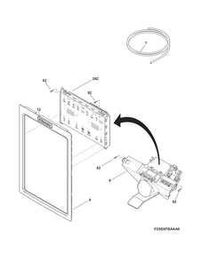 Controls & Ice Dispenser Diagram and Parts List for EI27BS26JBC  Frigidaire Refrigerator
