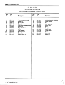 Motor/fan Housing And Exhaust Duct Page 2 Diagram and Parts List for 8308A  Frigidaire Dryer