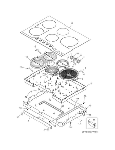 Main Top/surface Units Diagram and Parts List for FPEC3077RF0  Frigidaire Cooktop