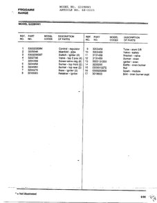 Frigidaire - Range Page 6 Diagram and Parts List for 2221  Frigidaire Range