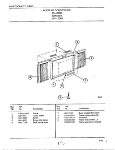 Room Air Conditioner Page 6 Diagram and Parts List for 5144000B  Frigidaire Air Conditioner
