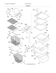 Shelves Diagram and Parts List for FGHC2331PFCA  Frigidaire Refrigerator