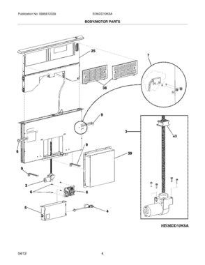 05 - BODY/MOTOR PARTS Diagram and Parts List for EI36DD10KSA  Frigidaire Range Hood