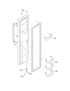 Freezer Door Diagram and Parts List for FFHS2313LPA  Frigidaire Refrigerator