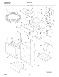 Dispenser Diagram and Parts List for MRS26LGJW1  Frigidaire Refrigerator