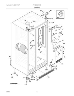 07 - CABINET Diagram and Parts List for FFHS2322MWD  Frigidaire Refrigerator
