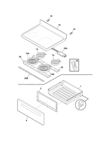 Top/drawer Diagram and Parts List for CFEF3019MWD  Frigidaire Range