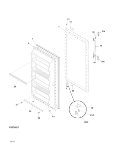 Door Diagram and Parts List for FRU17B2JW26  Frigidaire Refrigerator