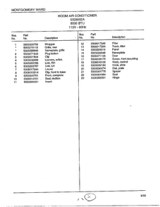 Room Air Conditioner Page 2 Diagram and Parts List for 4328002A  Frigidaire Air Conditioner