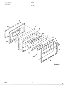 Door Diagram and Parts List for 484560A  Frigidaire Range