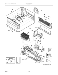 System Diagram and Parts List for GRMG2272CF03  Frigidaire Refrigerator