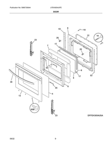 Door Diagram and Parts List for LFEH3054UFE  Frigidaire Range