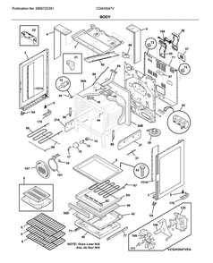 Body Diagram and Parts List for CGIH3047VDB  Frigidaire Range