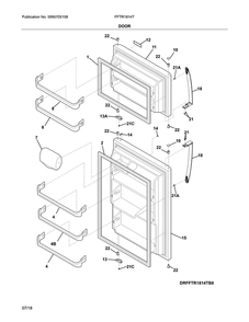 Door Diagram and Parts List for FFTR1814TB3  Frigidaire Refrigerator
