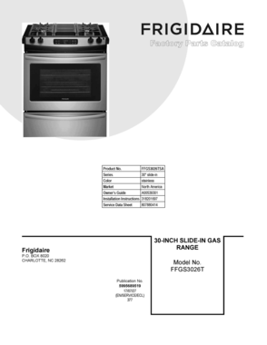 01 - COVER SHEET Diagram and Parts List for FFGS3026TSA  Frigidaire Range
