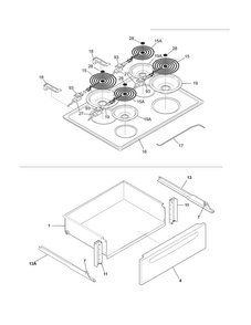 Top/drawer Diagram and Parts List for FFES3005LWD  Frigidaire Range