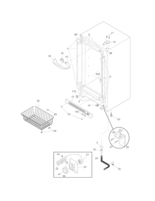Cabinet Diagram and Parts List for FFU21M7HWQ  Frigidaire Freezer