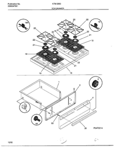 Top/drawer Diagram and Parts List for 2883-81B  Frigidaire Range