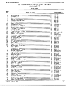 30" Floor/basic Body Page 2 Diagram and Parts List for 4488B  Frigidaire Range