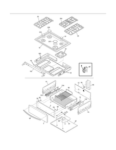 Top/drawer Diagram and Parts List for FGDS3065KWF  Frigidaire Range