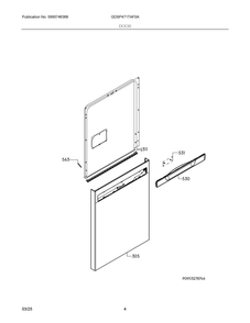 Door Diagram and Parts List for GDSP471TAF0A  Frigidaire Dishwasher