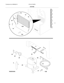 System Diagram and Parts List for FGVU21F8QFB  Frigidaire Freezer