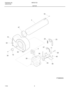 Motor Diagram and Parts List for MER341ZAQ2  Frigidaire Dryer