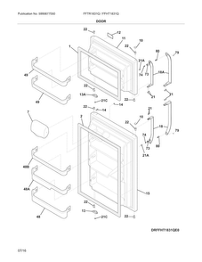Doors Diagram and Parts List for FFHT1831QQ3  Frigidaire Refrigerator