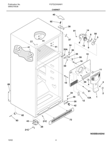 Cabinet Diagram and Parts List for FGTD23V6AW1  Frigidaire Refrigerator