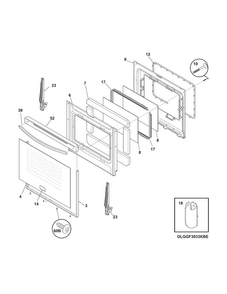 Door Diagram and Parts List for FGGF3054MWE  Frigidaire Range