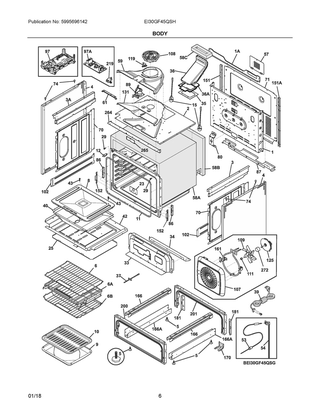 Body Diagram and Parts List for EI30GF45QSH  Frigidaire Range