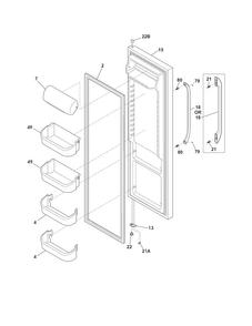 Refrigerator Door Diagram and Parts List for FFHS2622MB4  Frigidaire Refrigerator